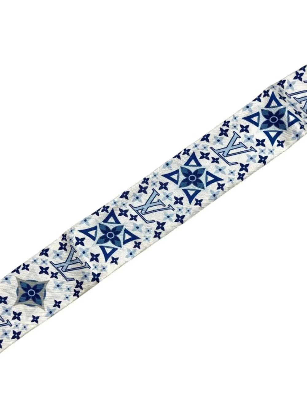 Louis Vuitton Bandeau BB Studs Narrow Scarf White Blue